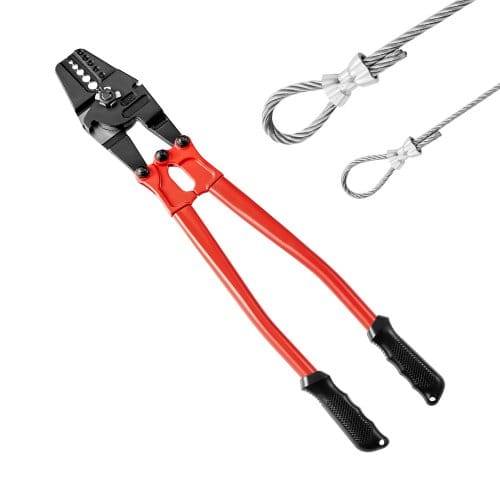 Crimp-werkzeug, 60,96 Cm Crimper Crimpzange, 1/16, 3/32, 1/8, 5/32, 3/16 Zoll 2-in-1-werkzeug Crimp Hand, Kabelschuhe Quetschzange Aus Legierter Stahl, Crimpzange Set Gerät Mit Isoliertem Griff - Vevor
