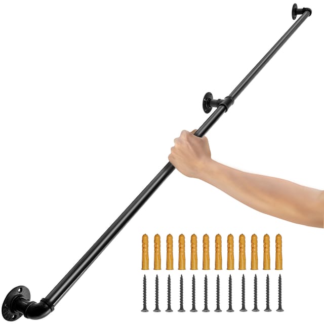 2 Stk. Retro Wasserrohr Handlauf 120cm Industrieller Geländer Schutzbügel Kohlenstoffstahl Industrieller Windeisen Korridor 200 Kg Tragfähigkeit Geeignet Für Handläufe Im Innen-/außenbereich - Vevor