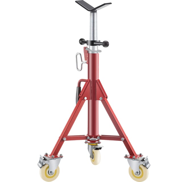 Modell 1107a Einklappbare Rohrstütze Mit V-kopf, Rohrstütze Mit 400 Kg Gewichtskapazität / 0,32 - 30,48 Cm Rohrkapazität, Rohrständer 71 - 131 Cm Verstellbar, Rohrbock Stahl Mit Rollen - Vevor