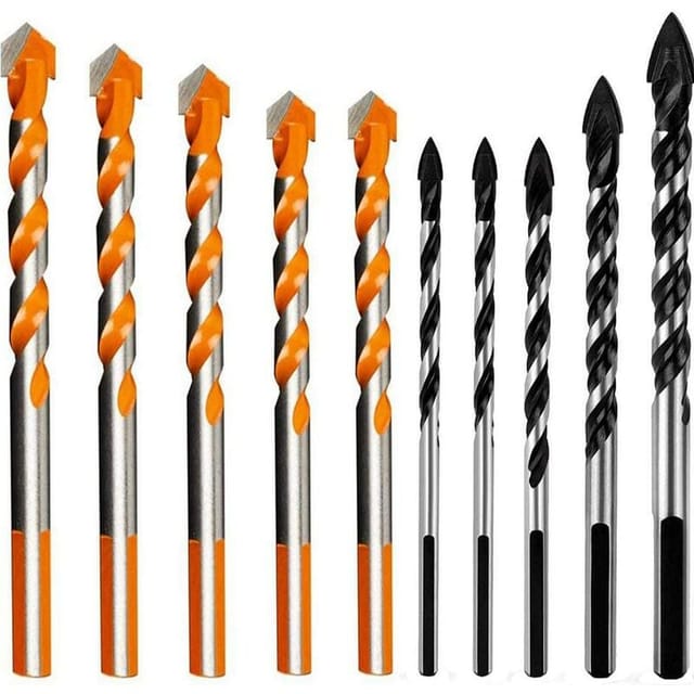 Steinbohrer 10 Stück Hartmetallbohrer für Fliesen, professionelle Bohrer, für Glas, Metall, Stahl, Keramikfliesen, Porzellan, Beton, Ziegel und Holz,