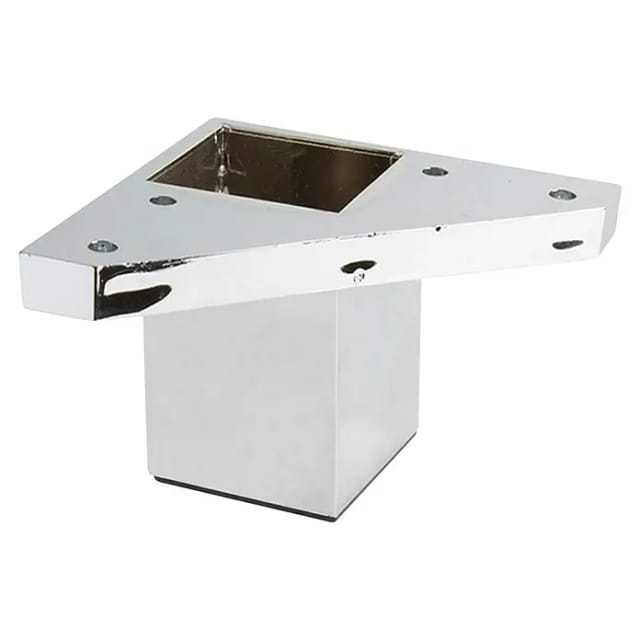 REI - Quadratisches ABS-Eckbein in glänzendem Chrom-Finish, Mod. 972. 4,2x4,2x6cm