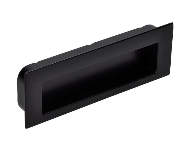 Siro Muschelgriff Nicola B 112 - Zinkdruckguss schwarz matt - Einlassmaß 106,5x31mm - Griffmuschel für Möbel und Schubladen