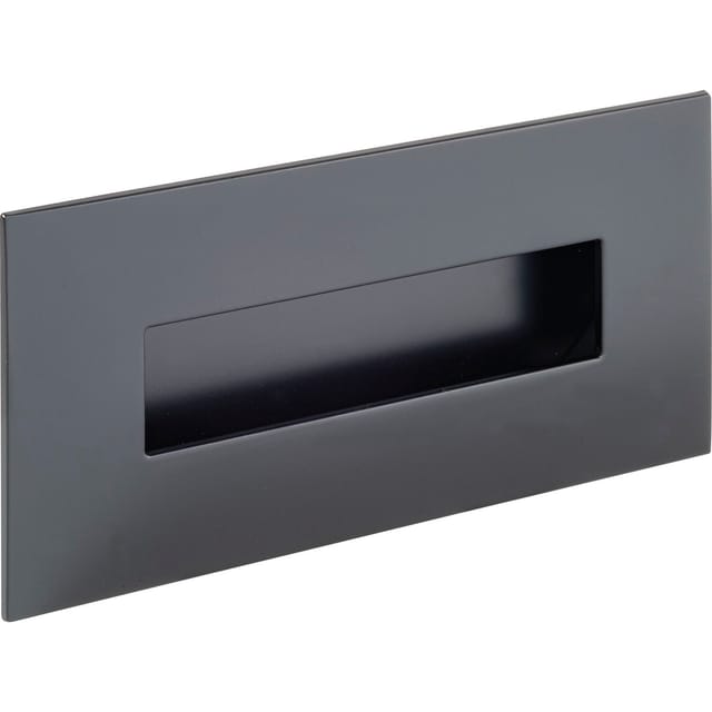 Estamp Griffmuschel Geometrix 155x73mm - Muschelgriff rechteckig - Griff mit Rahmen zum Einlassen - Zinkdruckguss schwarz matt