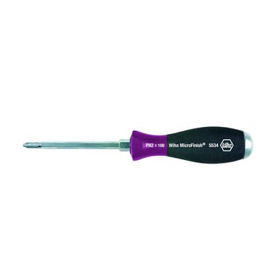 Wiha - Schraubendreher MicroFinish® Phillips mit durchgehender Sechskantklinge und massiver Stahlkappe PH2 x 100 mm (29150)