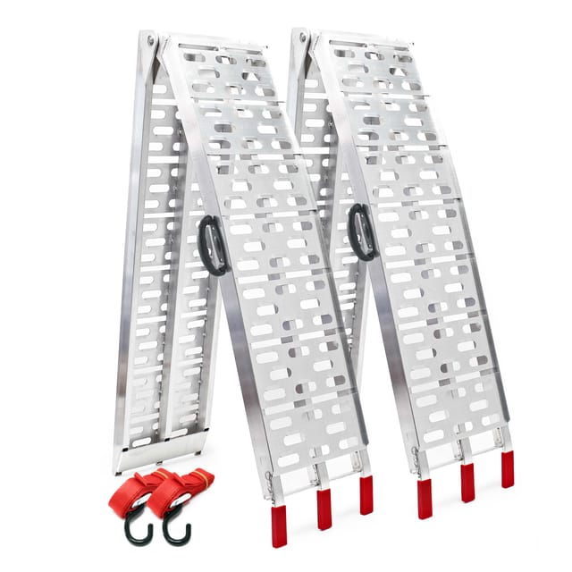 Wiltec - 2x Auffahrrampe 226 cm 680 kg für Motorrad atv Quad, Aluminium Auffahrschiene faltbar, Verladerampe rutschsicher