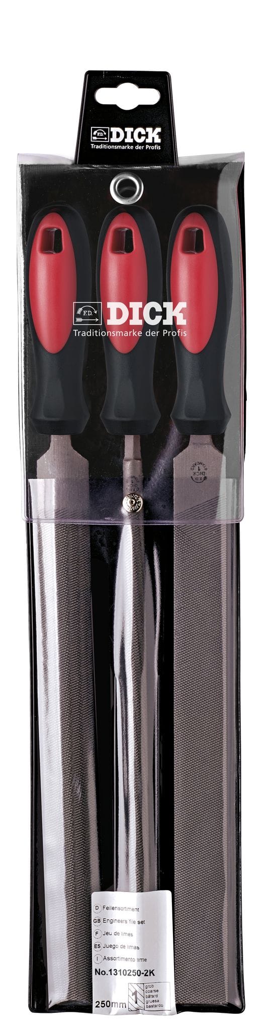 F.dick - Dick Feilensatz 3tlg. 250 mm Feilen für Stahl, Eisen, NE-Metall Werkstattfeile