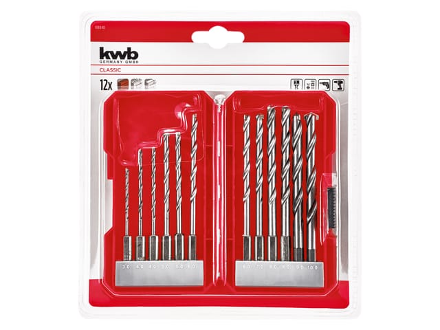KWB - 108840 Werkzeugstahl Stein-Spiralbohrer-Set 12teilig 4 mm, 5 mm, 6 mm, 8 mm, 10 mm, 3 mm, 9 mm