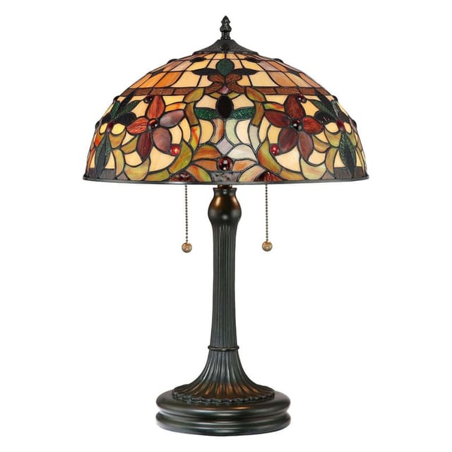Kami - 2 leichte Tiffany Tischlampe Vintage Bronze, E27 - Elstead