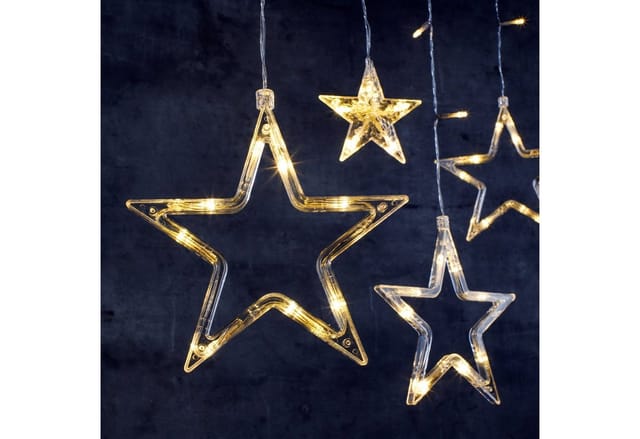 LED Sternen Lichtervorhang warm weiß - 100 cm - Deko Lichterkette mit 63 LED für Innen