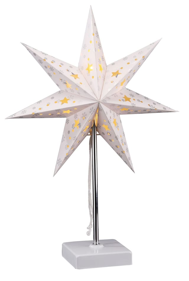 Spetebo - led Tischlampe Papierstern weiß - 35 cm - Weihnachtsstern Fenster Tisch Deko Batterie betrieben mit Timer Funktion