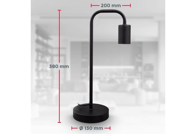 Nachttischlampe - mit Schalter, retro, max. 10W, E27 Fassung, schwarz