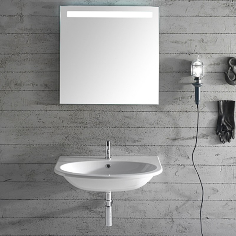 Keramik-waschtisch Für Die Wandmontage 70x48 Cm Globo 4all Md070bi Weiß - Keramik