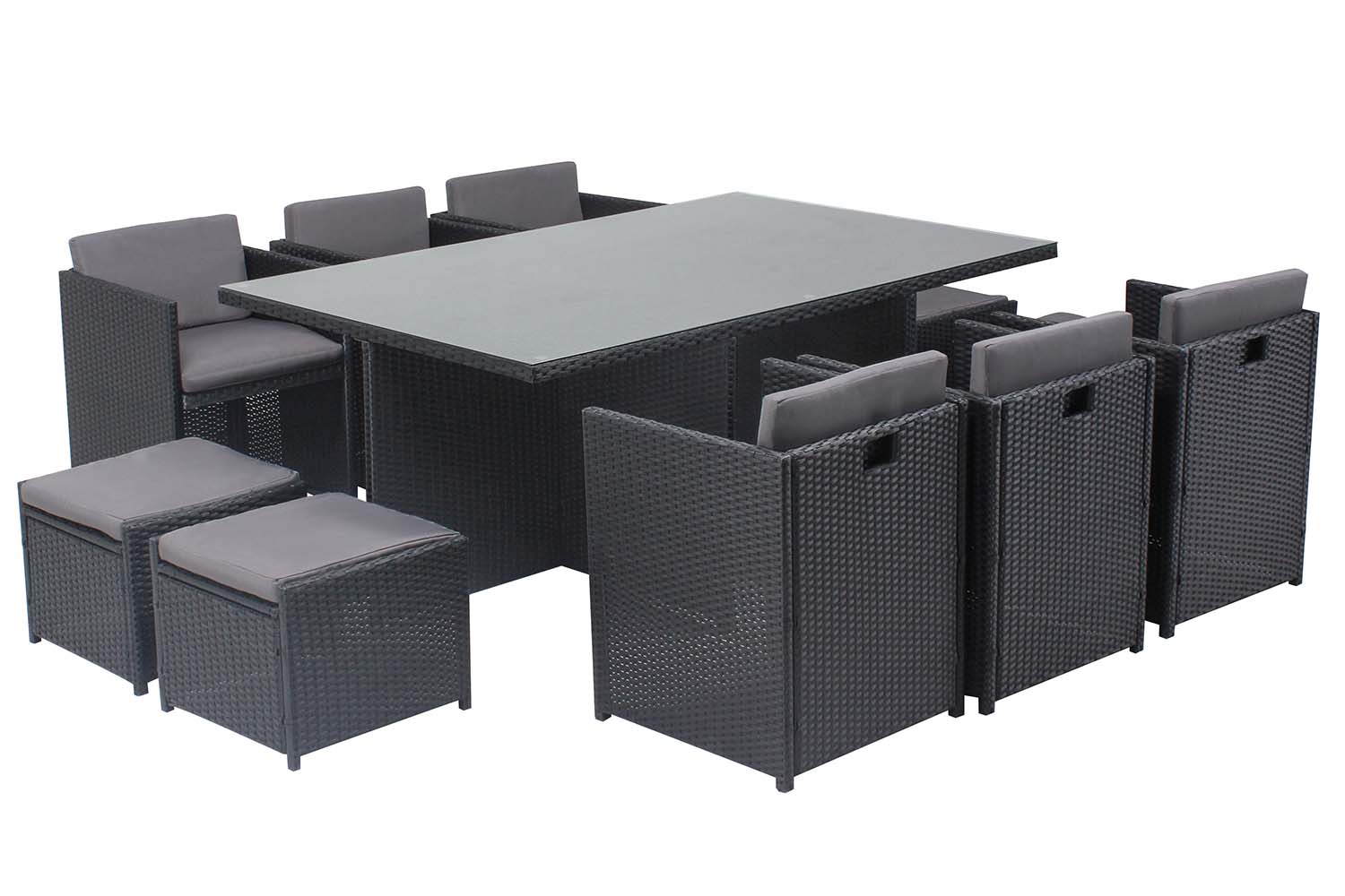 Tisch Und Stühle Für 10 Personen Zum Einbau In Schwarz/grau Aus Harz Miami