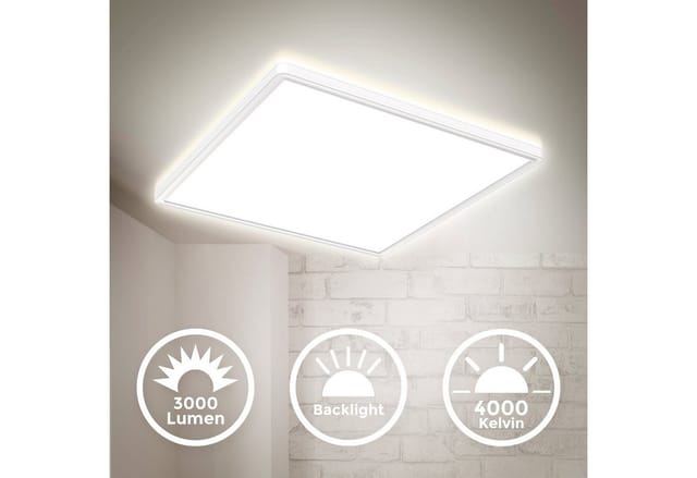 B.k.licht - led Panel 42x42 cm - 22W, 3000lm, dimmbar, flach, backlight, neutralweiß, weiß