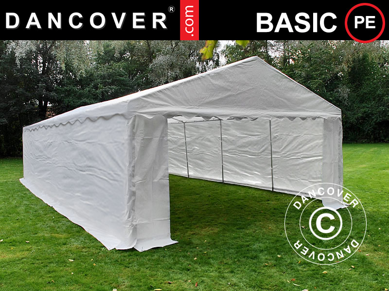 Lagerzelt Zeltgarage-basic 2-in-1, 6x12m Pe 700, Weiß