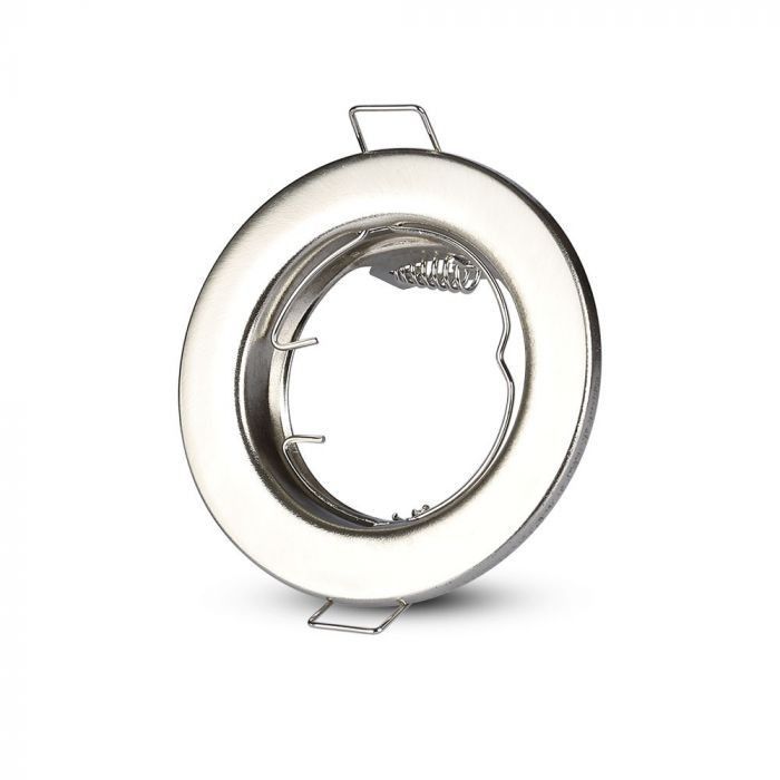 Clareo - v-tac Runder LED-Einbaustrahlerhalter GU10 und GU5.3 (MR16) Farbe Nickel satiniert (Box mit 2 Stück)