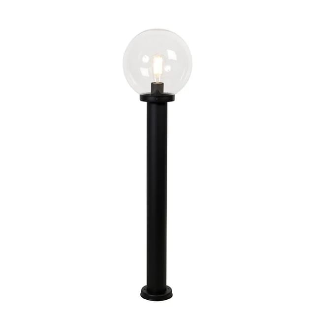 Qazqa - Außenstehleuchte schwarz mit klarer Kugel 100 cm IP44 - Sfera