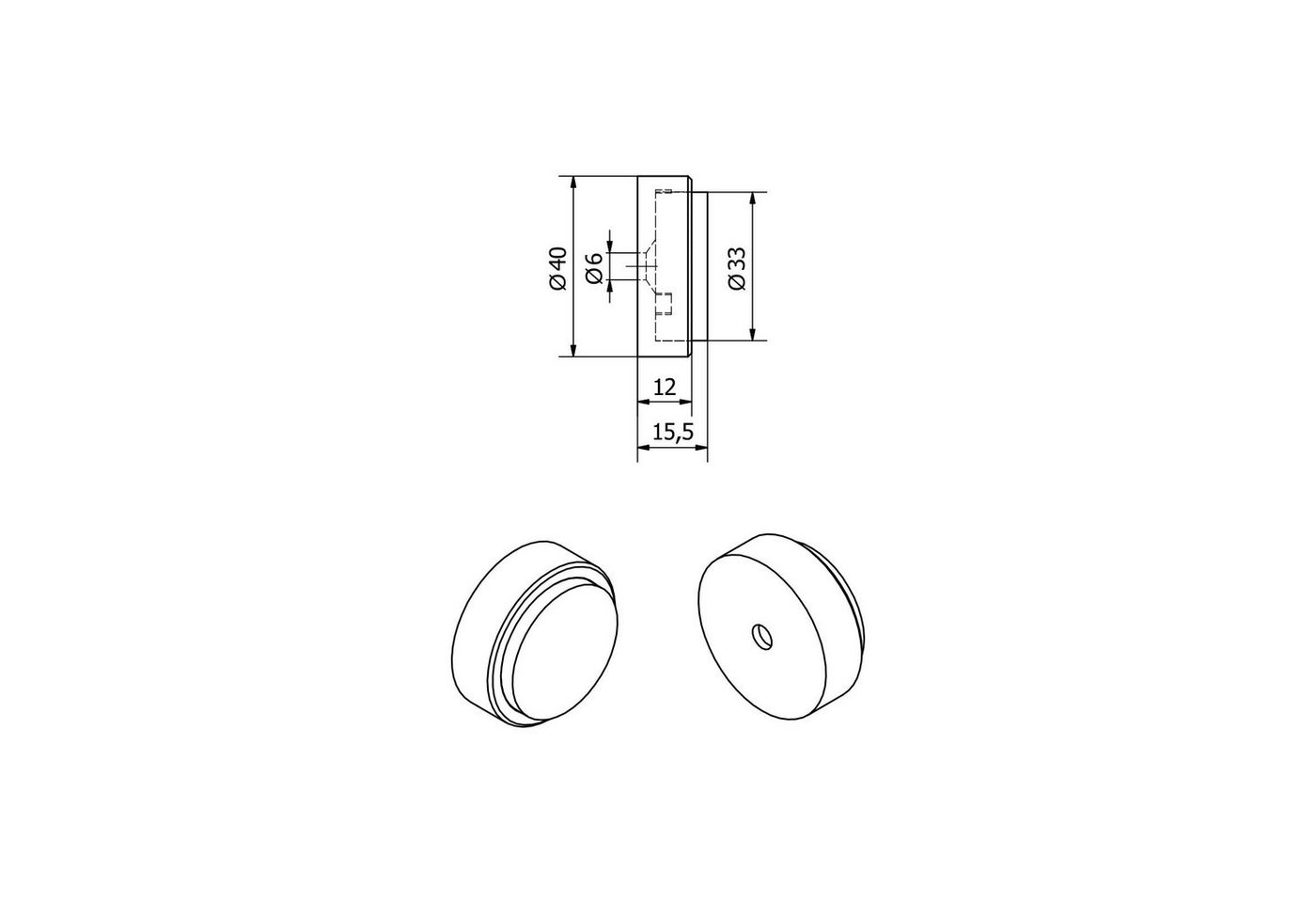 So-tech - Türstopper hermes ø 40 mm h: 15,5 mm Edelstahl V2A Bild 3