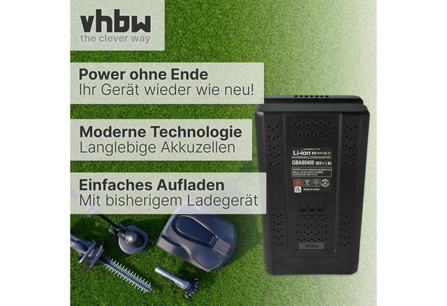 vhbw 1x Akku kompatibel mit Stiga SC 80 AE, SHT 80 AE, ST 8051 AE (4000mAh, 80V, Li-Ion)