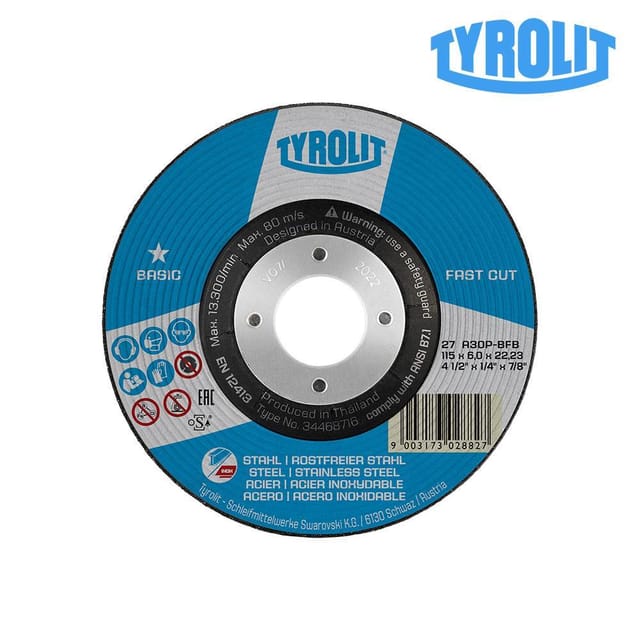 Schruppscheibe 27C Ø115x6x22,23 A30P-BFB Tyrolit