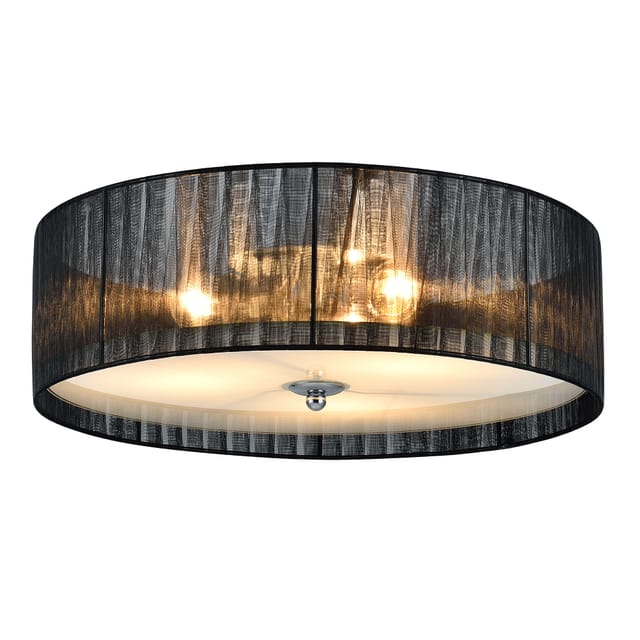 Lux.pro - Deckenleuchte Helena 3x E27 Ø40x12 cm Organza Schwarz/Weiß
