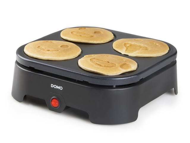 Domo - Crepeseisen Crêpe & Pancake Maker, 4 Party Gesichter Ø11cm, 27x27cm - 600 Watt