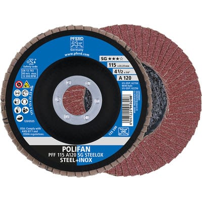 Fächerschleifscheibe A120SG gerade 115mm K120 Pferd