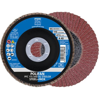 Fächerschleifscheibe a 40SG gewölbt 115mm K40 Pferd