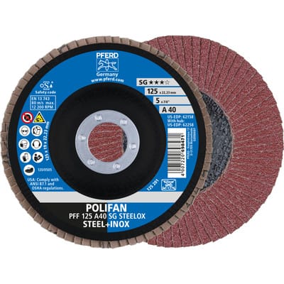Fächerschleifscheibe A 40SG gerade 125mm K40 Pferd