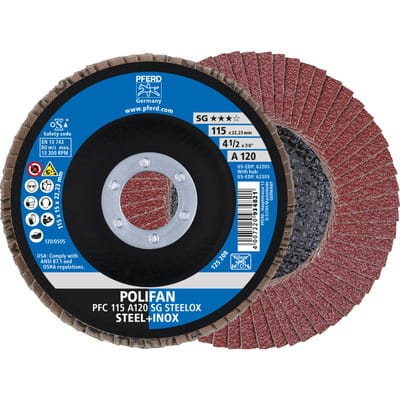 Fächerschleifscheibe A120SG gewölbt 115mm K120Pferd