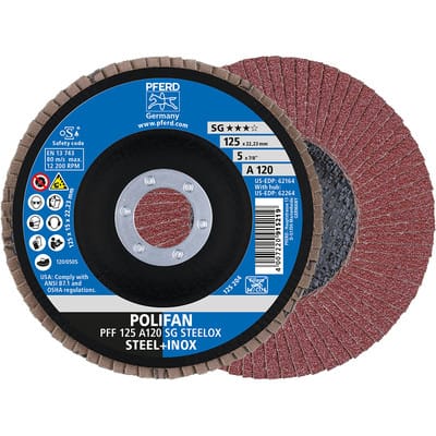 Fächerschleifscheibe A120SG gerade 125mm K120 Pferd