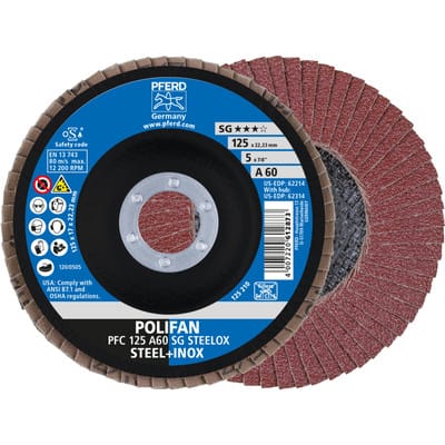 Fächerschleifscheibe a 60SG gewölbt 125mm K60 Pferd