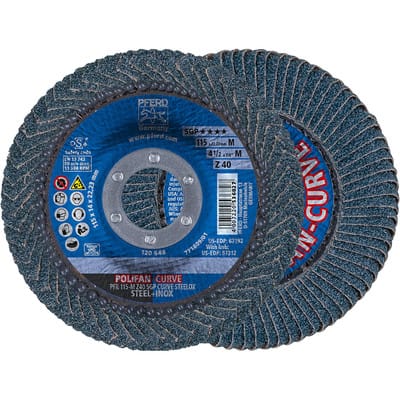 Fächerschleifscheibe z 40SGP curve m 115mm K40 Pferd