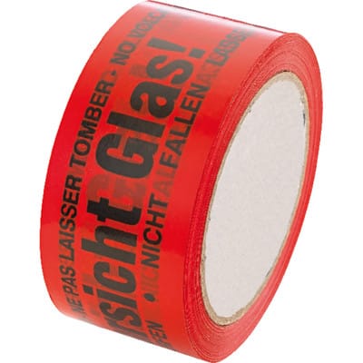 Format - Warnklebeband pvc PVC,Vorsicht Glas L.66 m,B.48mm rot Rl.ENVIROPACK