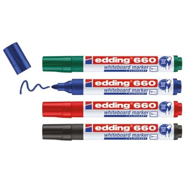 Whiteboard-Marker mittel, Blister X4, assortierte Farben - Edding