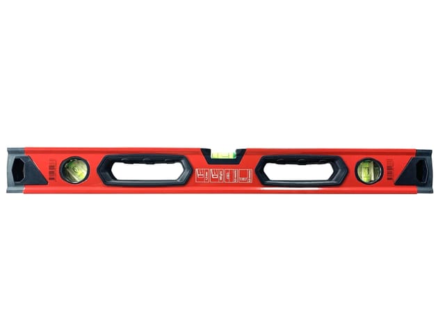 Haushalt - Wasserwaage 600 mm mit 3 Libellen ergonomischer gummierter Griff 384 g rot