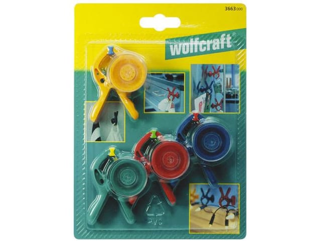 Wolfcraft - Mini-Federzwingen-Set Microfix s, 4-teilig, mit Saugnapf Federzwingen