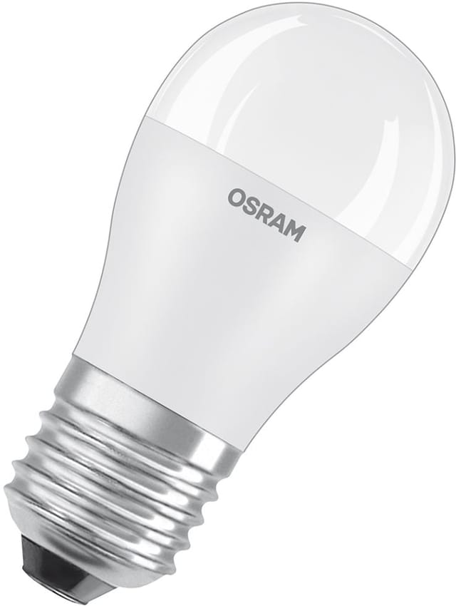 E27 LED-Glühbirne mit matter Oberfläche, 4,9W, warmweiß.