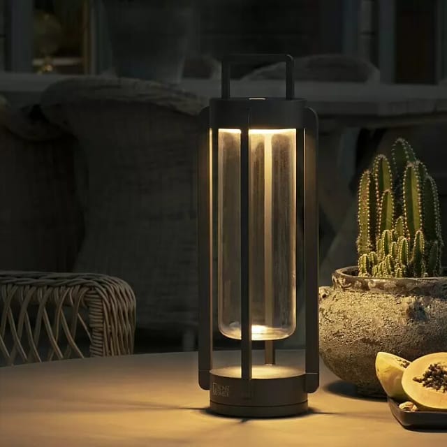 Konstsmide Lighting - led Outdoor Laterne otranto usb aufladbar für Boden & Tisch, Schwarz Höhe 44cm