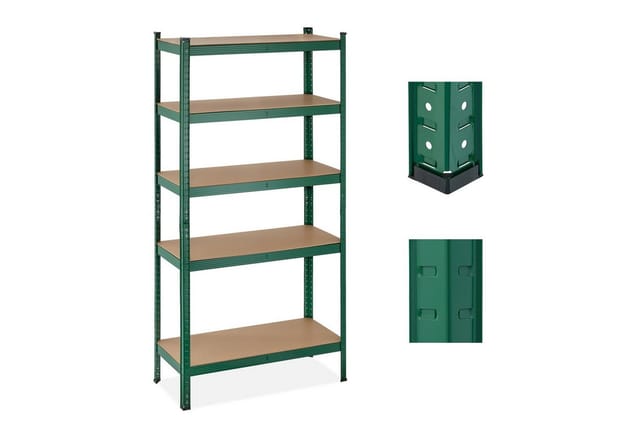 Schwerlastregal, 5 Ebenen, hbt 180 x 90 x 40 cm, 875 kg Tragkraft, Metall, Lagerregal für Keller, Garage, grün - Relaxdays