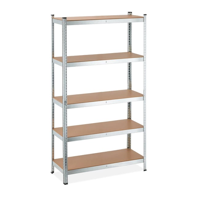 Schwerlastregal, 5 Ebenen, hbt 180x100x40 cm, 1250 kg Tragkraft, Lagerregal für Keller, Garage, Metall, silber - Relaxdays