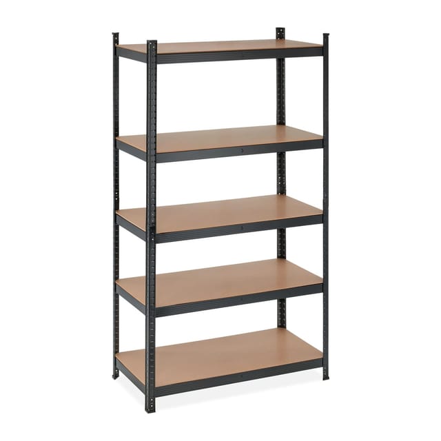 Schwerlastregal, 5 Ebenen, hbt 180x100x50 cm, 1250 kg Tragkraft, Metall Lagerregal für Keller, Garage, schwarz - Relaxdays