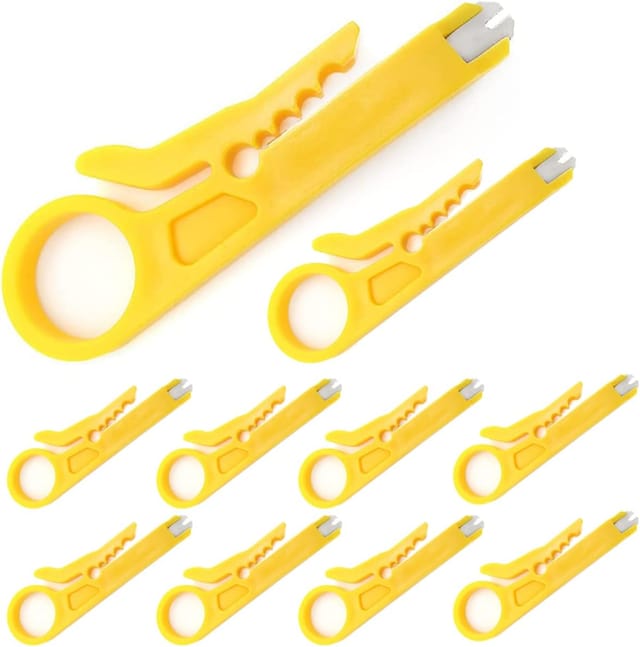 Ersandy - 10 Stück Mini-Abisolierzange/Netzwerkkabel-Crimpwerkzeug/Netzwerk-Abisolierzange/Freischneider für RJ45 Cat5/6 Netzwerkkabel,