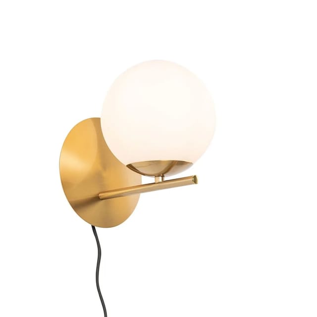Art-Deco-Wandleuchte aus Gold und Opalglas - Flore