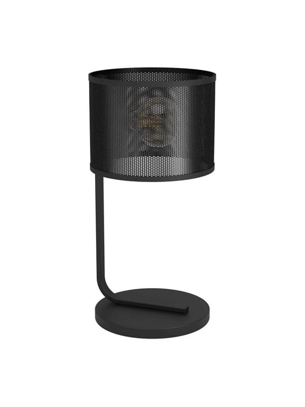 Tischlampe Manby, Nachttischlampe im Industrial Design, Tischleuchte aus Metall in Schwarz, Gitter Lampe für Wohnzimmer und Schlafzimmer, E27 Fassung