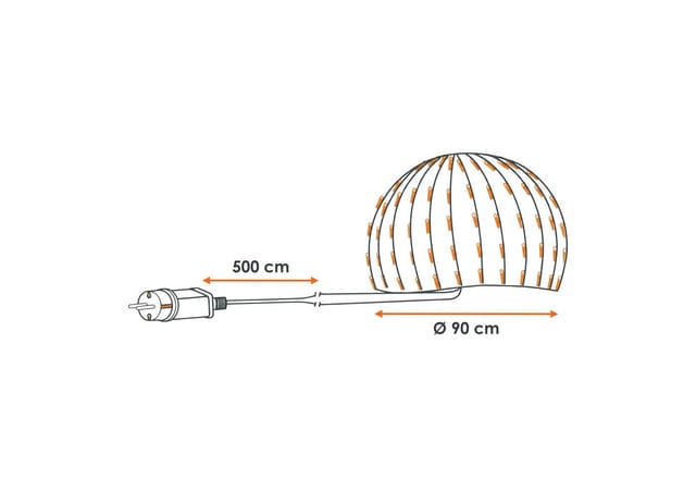 Led Lichterkette für Buchsbaum Kugel mit 144 led - ø 120cm - Buchskugel Deko Lichternetz
