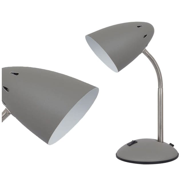 Cosmic - Moderne Tischlampe Grau Satin Finish 1 Leuchte mit Sandgrauem Farbton, E27 - Italux