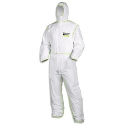 Uvex 5/6 Classic Chemikalien-Schutzanzug - Weiß-Grüner Einweg-Overall - Partikeldicht: XXXL