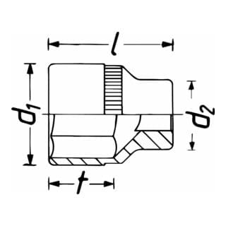 Steckschlüsseleinsatz 1100Z-32 ∙ 1 Zoll (25 mm) Vierkant hohl ∙ Außen Doppelsechskant Profil ∙ sw 32 mm