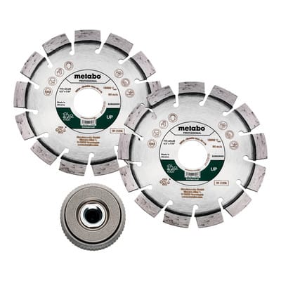 Metabo - Set: 2xDiamanttrennscheibe 115x22,23mm, up+ 1xQuickspannmutter m 14